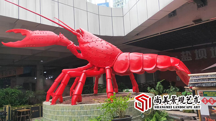 美食广场龙虾玻璃钢景观雕塑